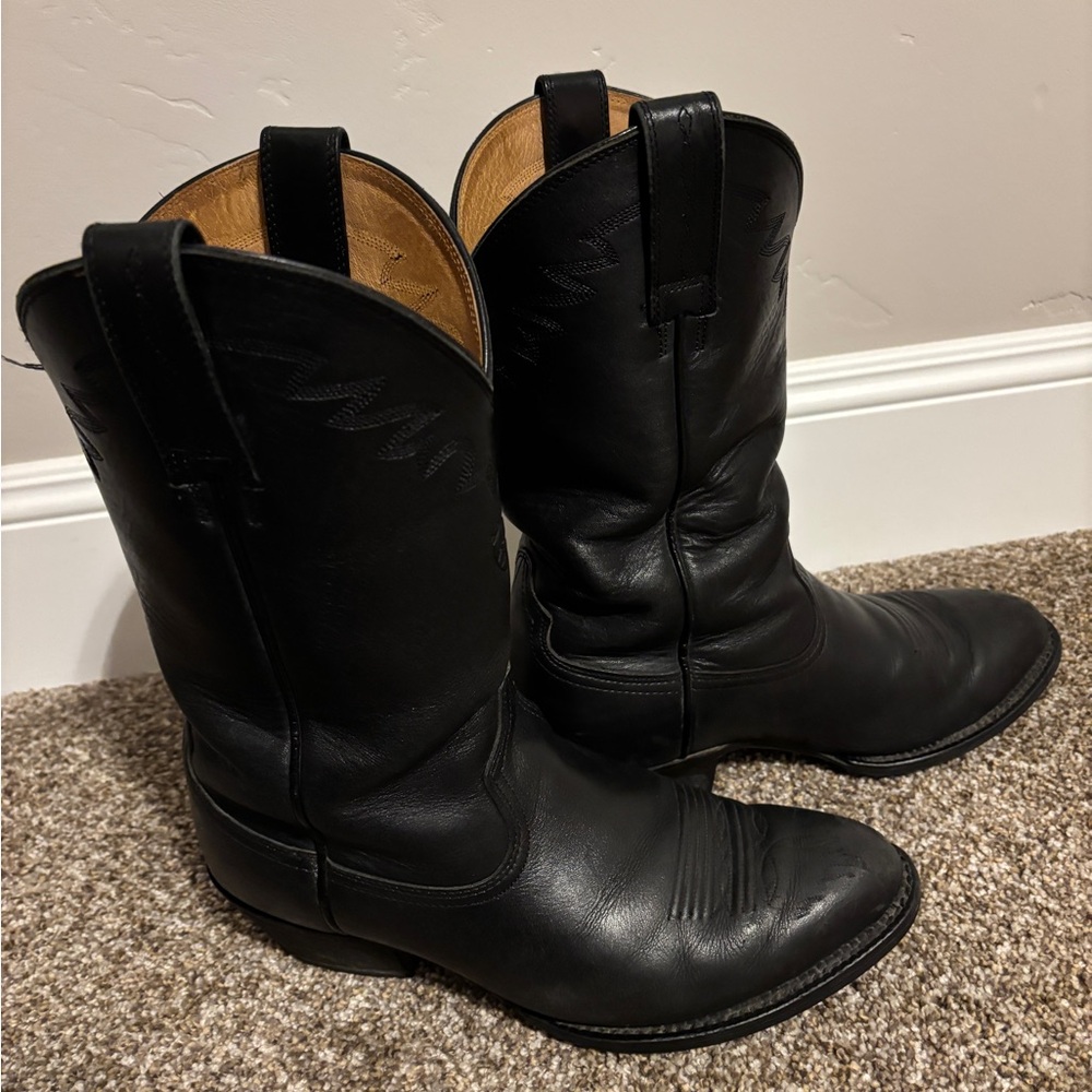 ARIAT Mens Black Leather Western Cowboy Work Boots US 8EE Wide Pull On 
WMNS 10